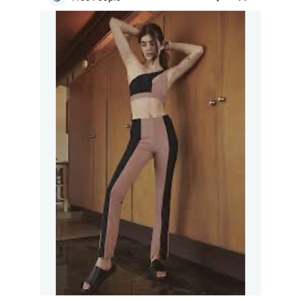 FP Movement x Onzie Ribbed Color Block Leggings in an antique rose & Black S/M